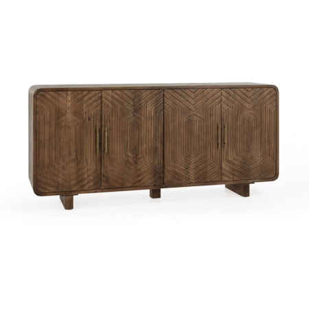 Mango Wood 4Dr Buffet Artisan Brown