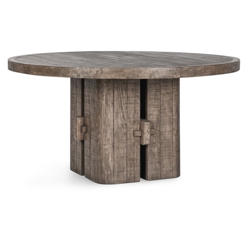 Rustic 60" Round Dining Table with Single Pedestal