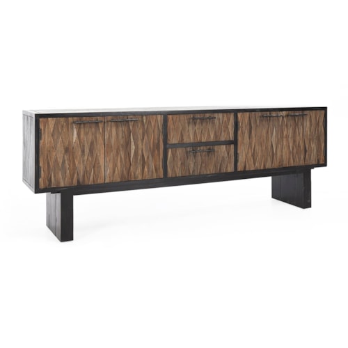 Contemporary 4-Door Console Table with 2 Drawers