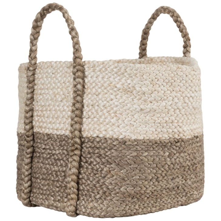 Classic Home Rug Displays Jute Basket Ivory/Gray