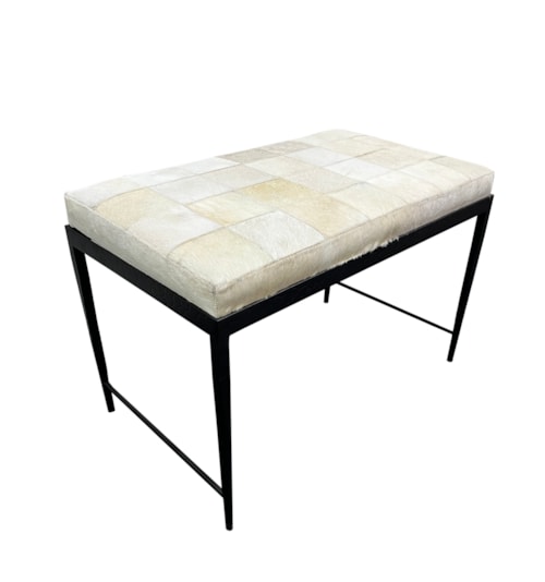 Transitional Hide Bench with Genuine Leather Upholstery