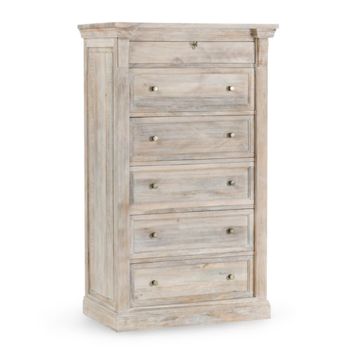 Wood 6Dwr Chest Natural White Wash