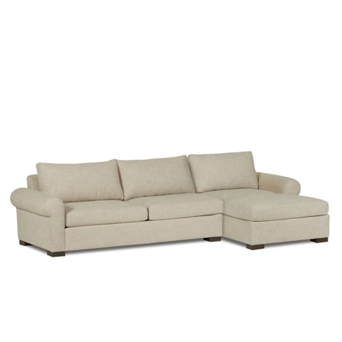 Rivera Sofa W/Raf Chaise, Roll Arm, Presto Fabric, Flax