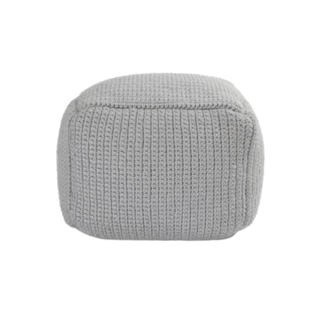 Performance Gray Pouf 18X18x14