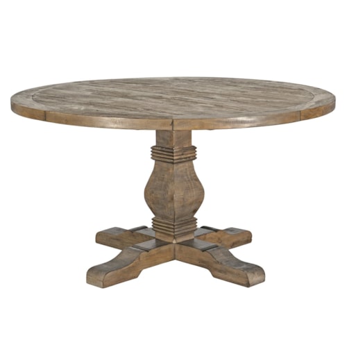 Caleb 55" Round Dining Table Distressed Brown