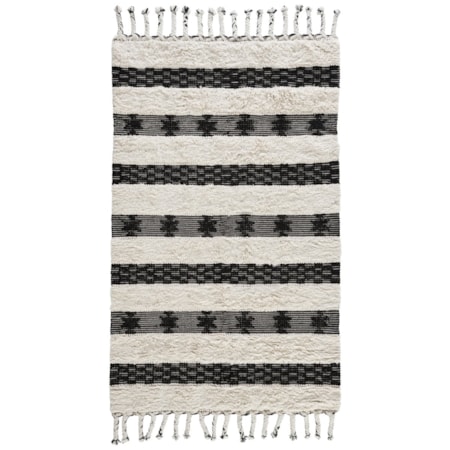 Merced Kilim Shag Black/Ivory 2x3