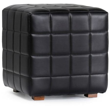 18" Square Leather Ottoman