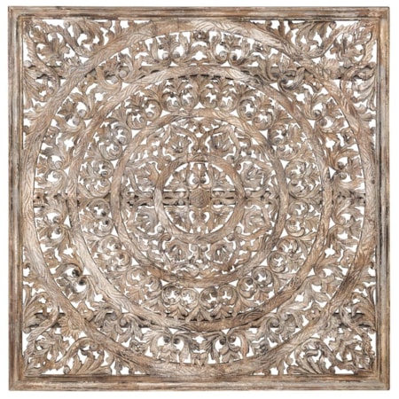 58" Square Wood Carved Panel