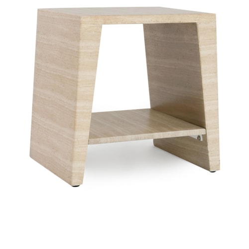 Coastal Outdoor Rectangular End Table with Single Open Shelf