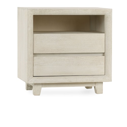 Rustic 2-Drawer Nightstand with Tapered Wood Leg