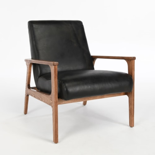 Rustic Accent Chair with Exposed Wood Leg