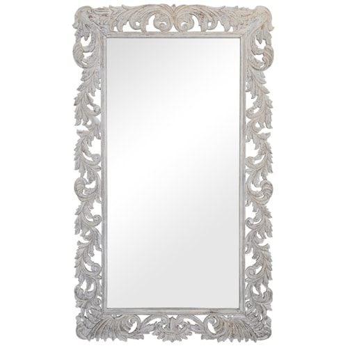 Traditional Vertical Mirror with Ornate Carved Details