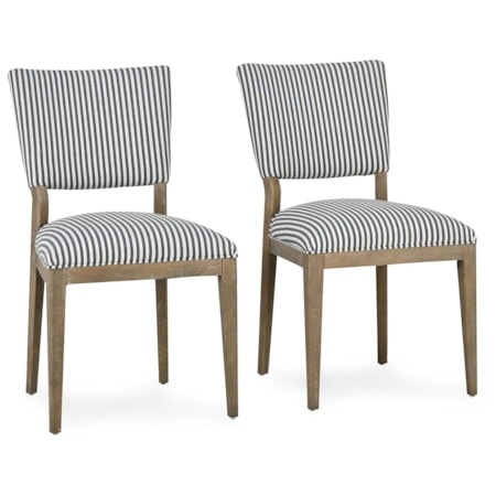 Upholstered Dining Chair Striped Set Of 2