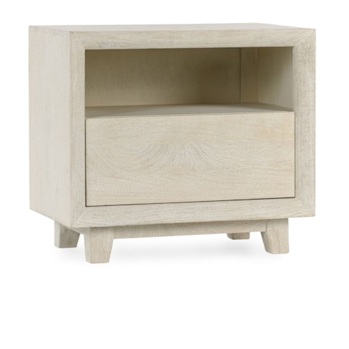 Rustic Single Drawer Nightstand with Tapered Wood Leg