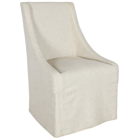 Upholstered Rolling Dining Chair Oatmeal