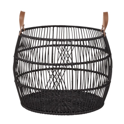 Rattan Iron Black Basket Medium 21X21x16