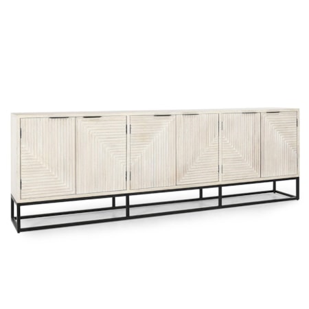 Mango Wood 6Dr Cabinet White Wash