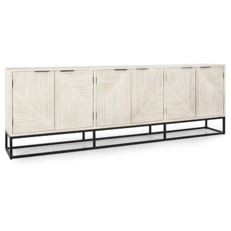 Mango Wood 6Dr Cabinet White Wash