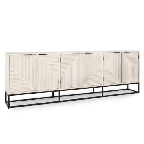 Mango Wood 6Dr Cabinet White Wash
