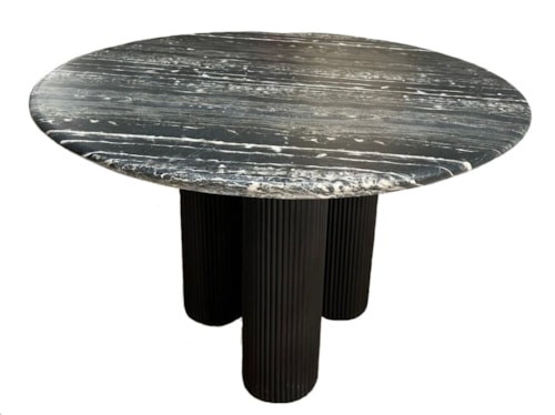 Contemporary 47" Outdoor Round Dining Table with Triple Pedestal Base