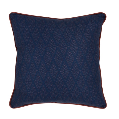 Indoor/Outdoor Dark Blue/Red Pillow - 22"x22"