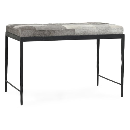 Transitional Hide Bench with Genuine Leather Upholstery