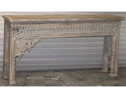Global Rectangular Console Table with Ornate Carvings
