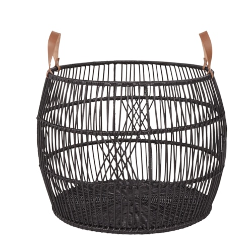 Rattan Iron Black Basket Large 26X26x18