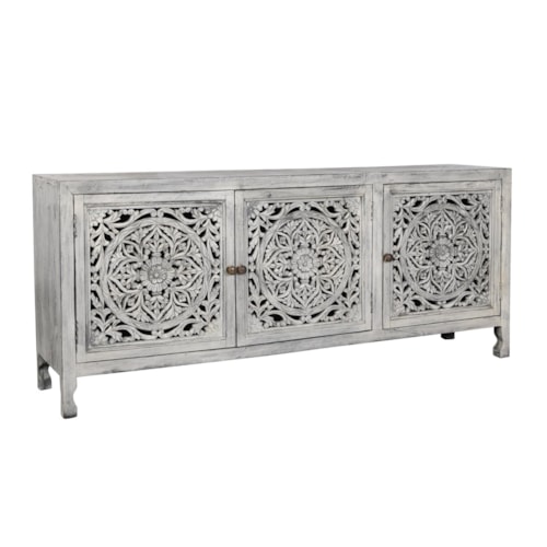 Global 3-Door Cabinet with Ornate Carvings
