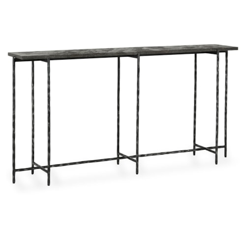 Echo Console Table 60" Hammered Metal/Blue Stone