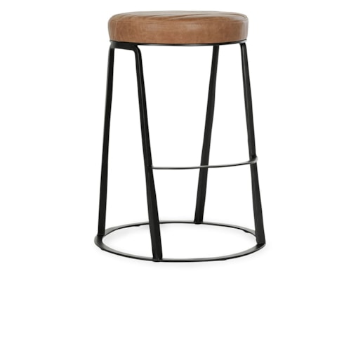 Industrial Counter Height Stool with Upholstered Seat