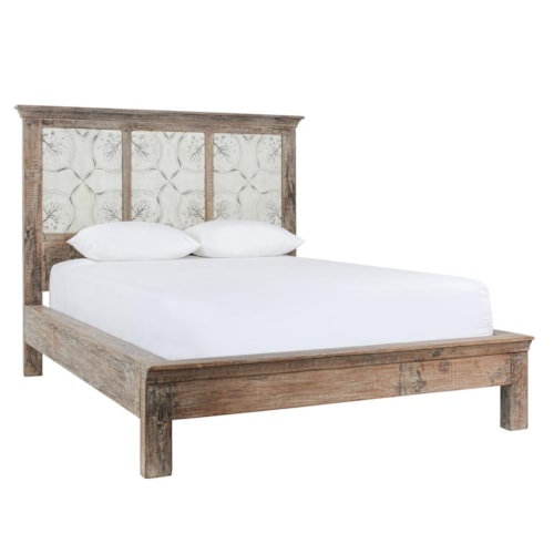 Traditional Queen Panel Bed with Tapered Wood Leg