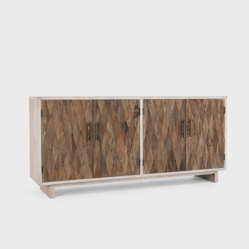 Contemporary 4-Door Cabinet with Adjustable Shelves