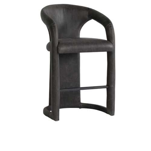 Mid-Century Modern Counter Stool with Webbed Seating Suspension