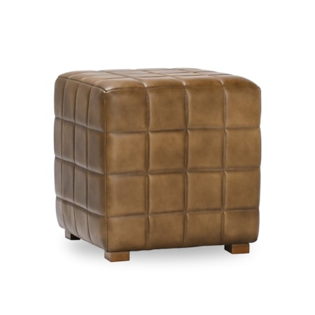 18" Square Leather Ottoman