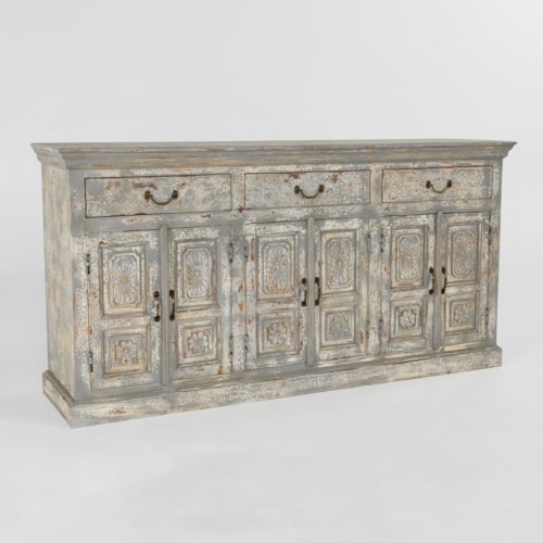 Global 6-Drawer Sideboard with Ornate Carvings