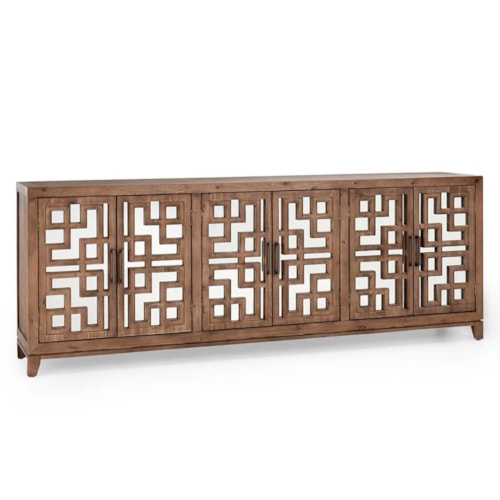 Transitional 6-Door Accent Cabinet with Brass Handles