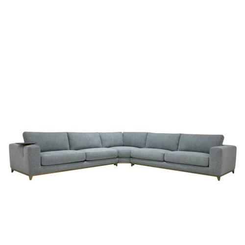 Transitional Sectional Sofa with Round Side Table