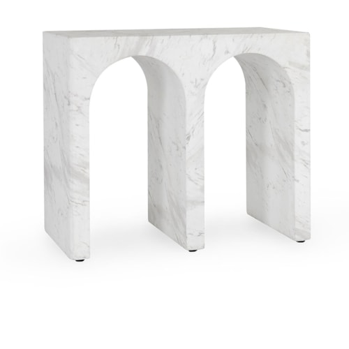 Contemporary Outdoor Rectangular End Table with Double Arch Base