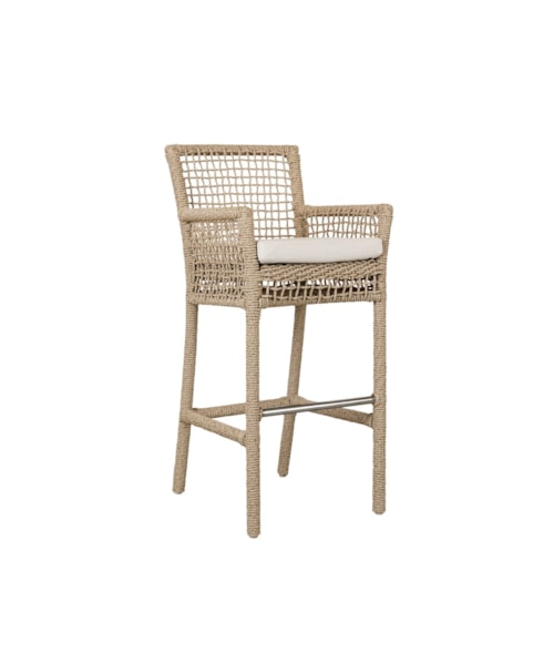 Coastal Barstool with Upholstered Seat