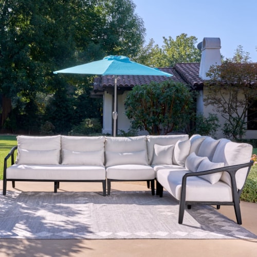 4-Piece Outdoor Sectional Sofa with Pillows