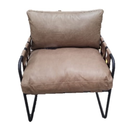 Transitional Accent Chair with Strapped Seat