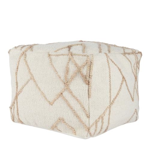 Sintra Ivory/Natural Pouf 18X18x14