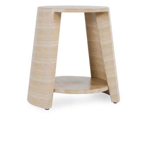 Coastal Outdoor 28" Round End Table with Open Shelf Storage