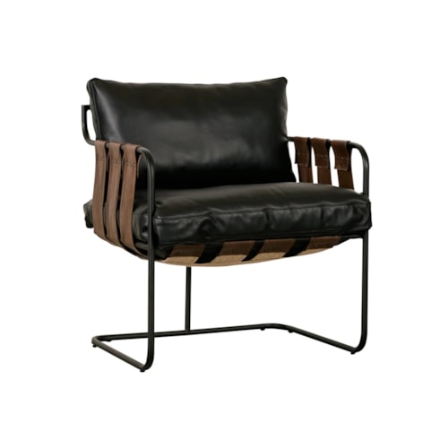 Transitional Accent Chair with Strapped Seat