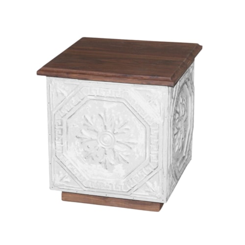 Global Square Side Table with Ornate Carving Details