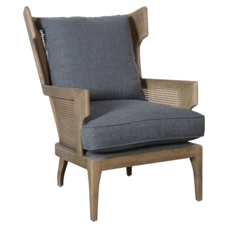 Rattan Accent Chair Grayish Blue