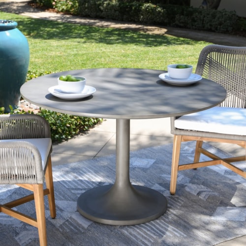 Contemporary 47" Outdoor Dining Table with Single Pedestal Base