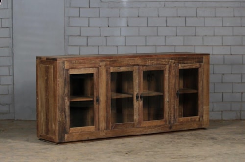 Rustic 4-Door Cabinet with Magnetic Catches