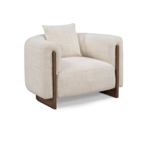 Transitional Upholstered Accent Chair with Barrel Back